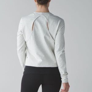 Lululemon Getaway Crew Long Sleeve Crop Sweatshirt Heathered White Size 8